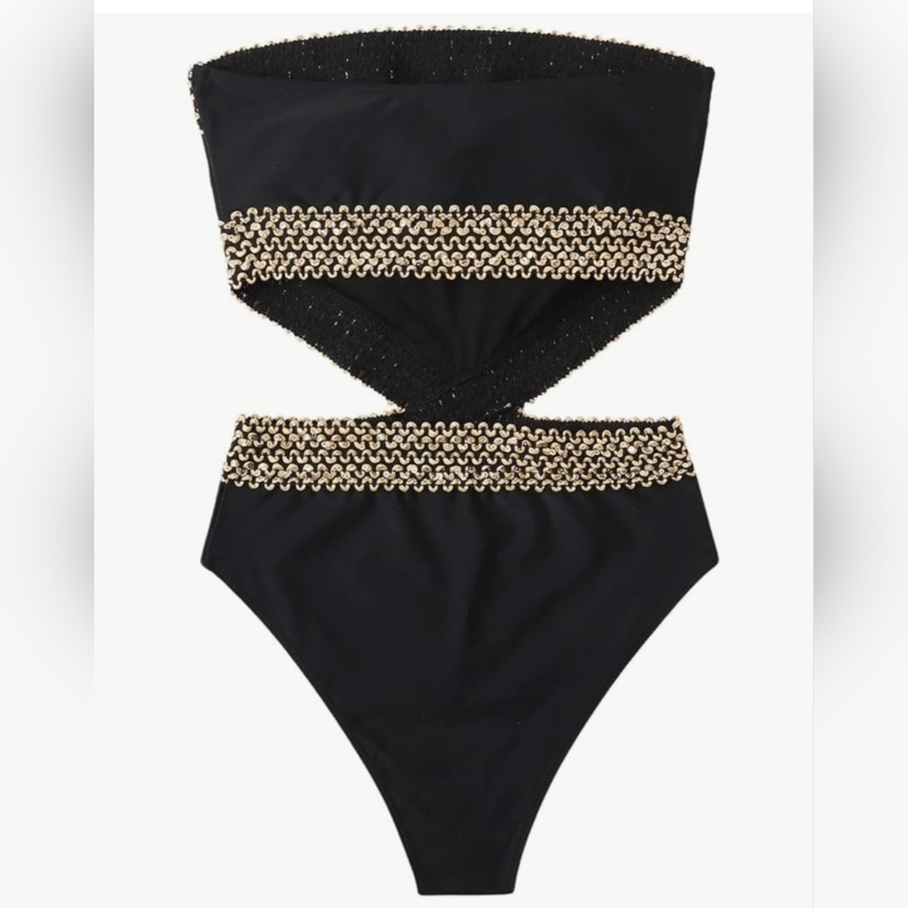 Milumia Women's Strapless Cut Out Bandeau Bathing Suit - Picture 3 of 6